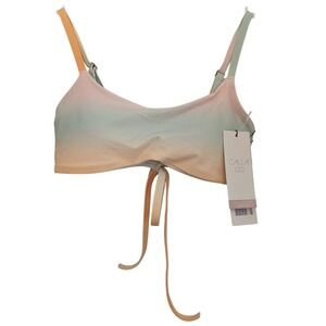 CALIA Womens Tie Back Bikini Top Orange Multi Ombre Sunset Small WSA23200PRT NWT